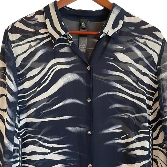 Chicos 3 Women TunicTop XL Abstract Animal Print Zipper Accent Rocker Whimsigoth - Picture 14 of 16